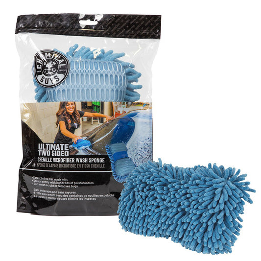 Blue Two Sided Chenille Microfiber Wash Sponge